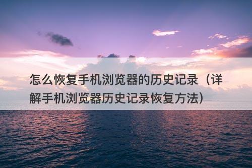 怎么恢复手机浏览器的历史记录（详解手机浏览器历史记录恢复方法）