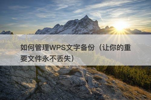如何管理WPS文字备份（让你的重要文件永不丢失）