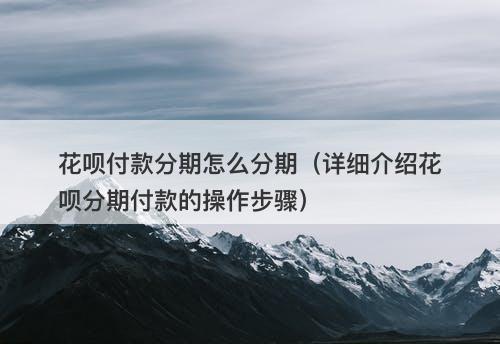 花呗付款分期怎么分期（详细介绍花呗分期付款的操作步骤）