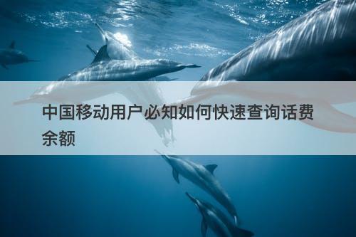 中国移动用户必知如何快速查询话费余额