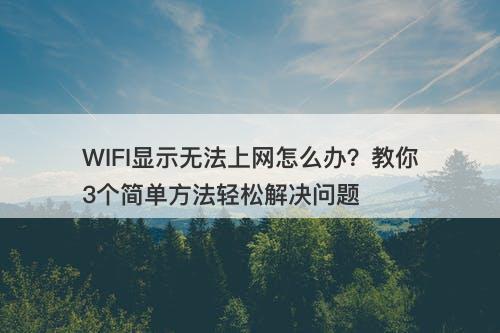 WIFI显示无法上网怎么办？教你3个简单方法轻松解决问题