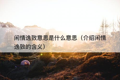 闲情逸致意思是什么意思（介绍闲情逸致的含义）