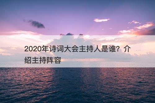2020年诗词大会主持人是谁？介绍主持阵容