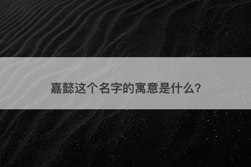 嘉懿这个名字的寓意是什么?