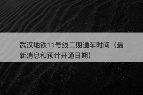 武汉地铁11号线二期通车时间(最新消息和预计开通日期)