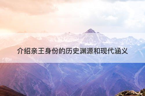 介绍亲王身份的历史渊源和现代涵义-图1