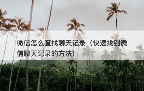 微信怎么查找聊天记录(快速找到微信聊天记录的方法)