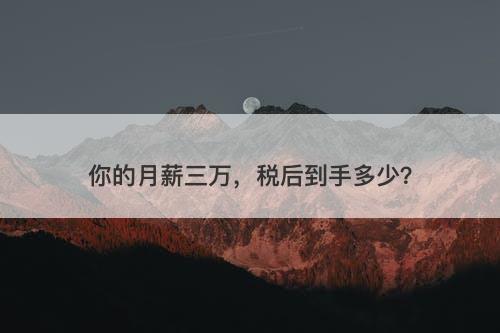 你的月薪三万,税后到手多少?