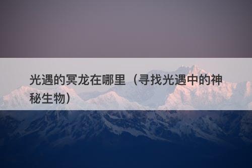光遇的冥龙在哪里(寻找光遇中的神秘生物)