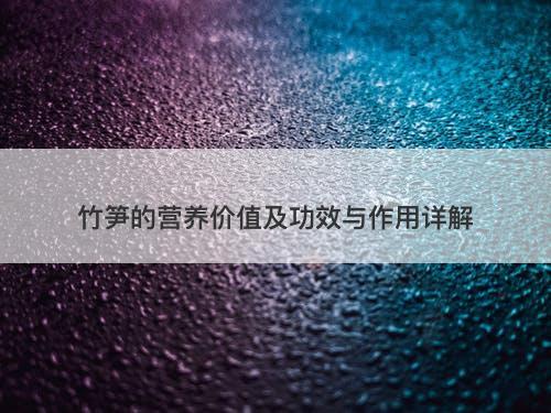 竹笋的营养价值及功效与作用详解