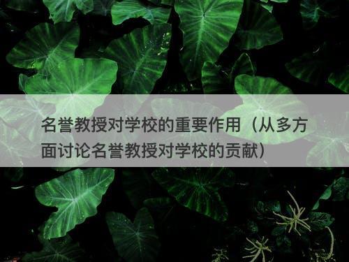 名誉教授对学校的重要作用(从多方面讨论名誉教授对学校的贡献)