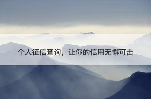 个人征信查询，让你的信用无懈可击
