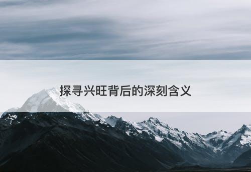 探寻兴旺背后的深刻含义-图1