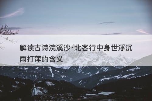 解读古诗浣溪沙·北客行中身世浮沉雨打萍的含义