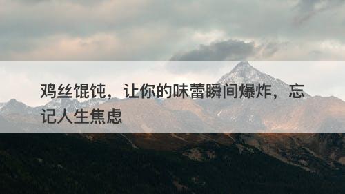 鸡丝馄饨,让你的味蕾瞬间爆炸,忘记人生焦虑