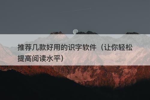 推荐几款好用的识字软件(让你轻松提高阅读水平)