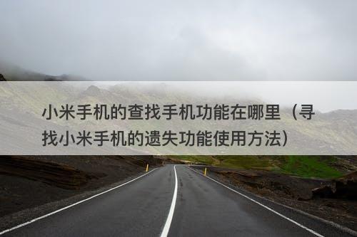 小米手机的查找手机功能在哪里（寻找小米手机的遗失功能使用方法）