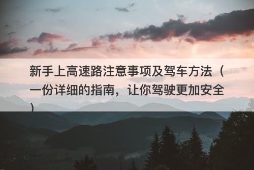 新手上高速路注意事项及驾车方法（一份详细的指南，让你驾驶更加安全）