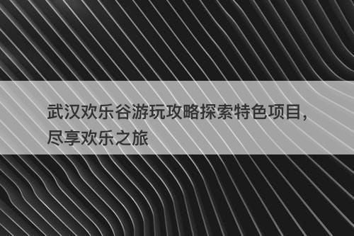 武汉欢乐谷游玩攻略探索特色项目，尽享欢乐之旅