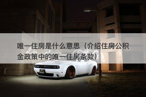 唯一住房是什么意思(介绍住房公积金政策中的唯一住房条款)
