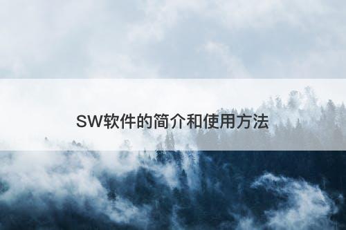 SW软件的简介和使用方法