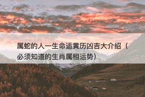 属蛇的人一生命运黄历凶吉大介绍（必须知道的生肖属相运势）