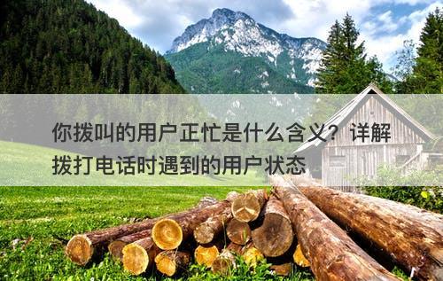你拨叫的用户正忙是什么含义?详解拨打电话时遇到的用户状态