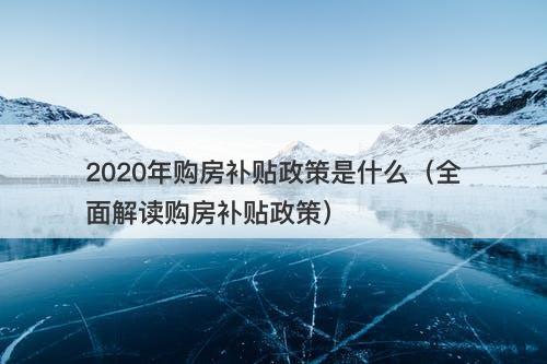 2020年购房补贴政策是什么（全面解读购房补贴政策）