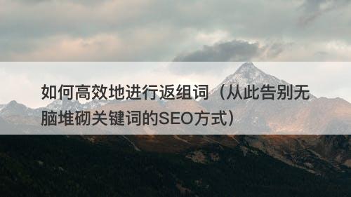 如何高效地进行返组词（从此告别无脑堆砌关键词的SEO方式）