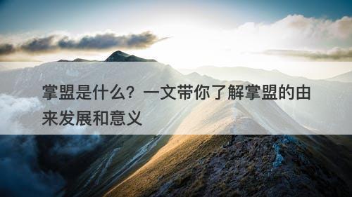 掌盟是什么？一文带你了解掌盟的由来发展和意义