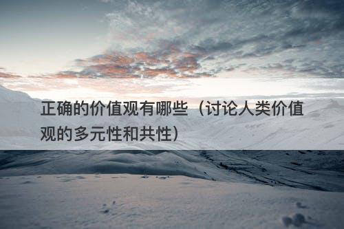 正确的价值观有哪些（讨论人类价值观的多元性和共性）