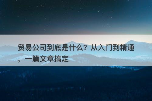 贸易公司到底是什么？从入门到精通，一篇文章搞定