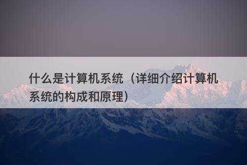 什么是计算机系统（详细介绍计算机系统的构成和原理）