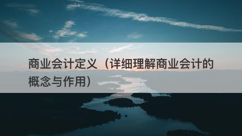 商业会计定义（详细理解商业会计的概念与作用）-图1