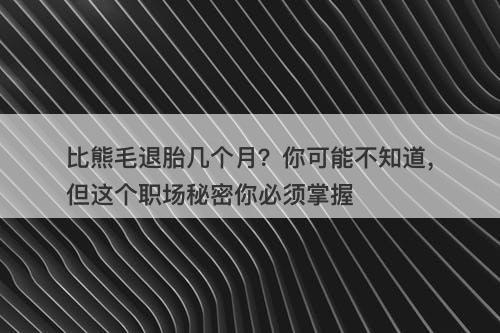 比熊毛退胎几个月？你可能不知道，但这个职场秘密你必须掌握