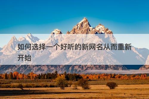 如何选择一个好听的新网名从而重新开始