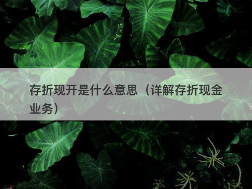 存折现开是什么意思（详解存折现金业务）