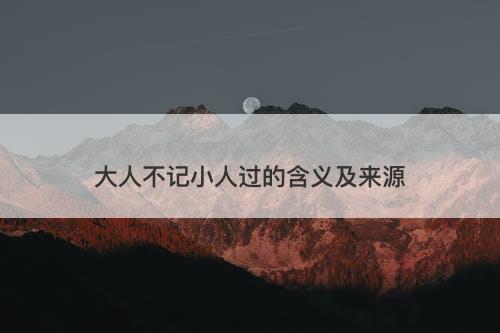 大人不记小人过的含义及来源