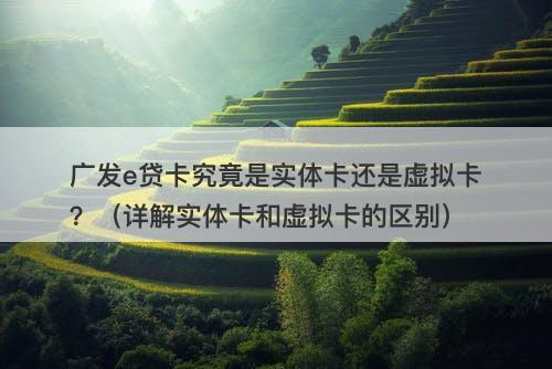 广发e贷卡究竟是实体卡还是虚拟卡？（详解实体卡和虚拟卡的区别）