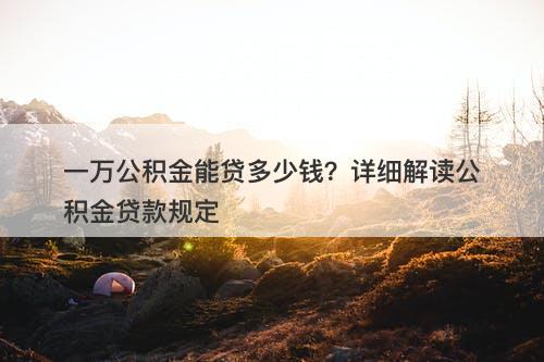 一万公积金能贷多少钱？详细解读公积金贷款规定