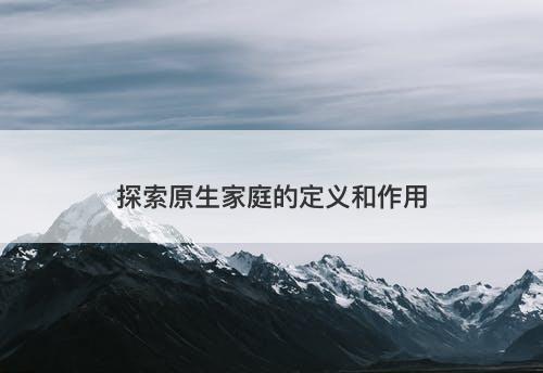 探索原生家庭的定义和作用