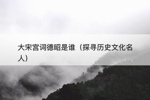 大宋宫词德昭是谁（探寻历史文化名人）