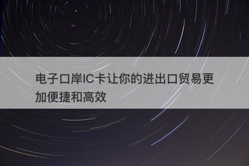 电子口岸IC卡让你的进出口贸易更加便捷和高效
