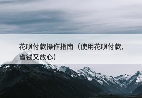 花呗付款操作指南（使用花呗付款，省钱又放心）
