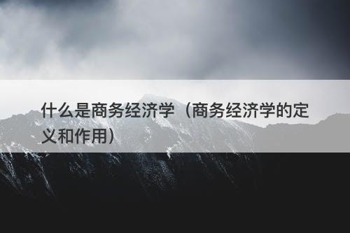 什么是商务经济学（商务经济学的定义和作用）