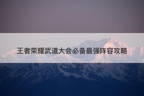 王者荣耀武道大会必备最强阵容攻略