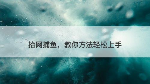 抬网捕鱼，教你方法轻松上手