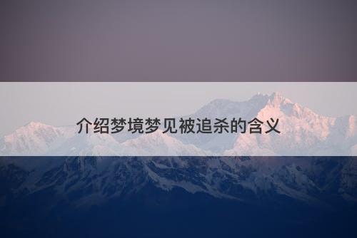 介绍梦境梦见被追杀的含义