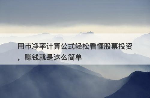 用市净率计算公式轻松看懂股票投资,赚钱就是这么简单