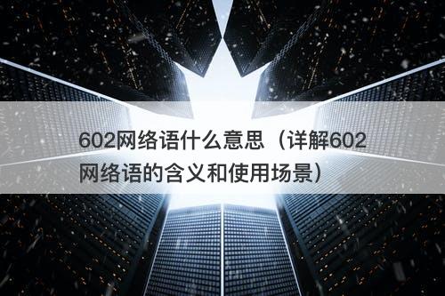 602网络语什么意思(详解602网络语的含义和使用场景)